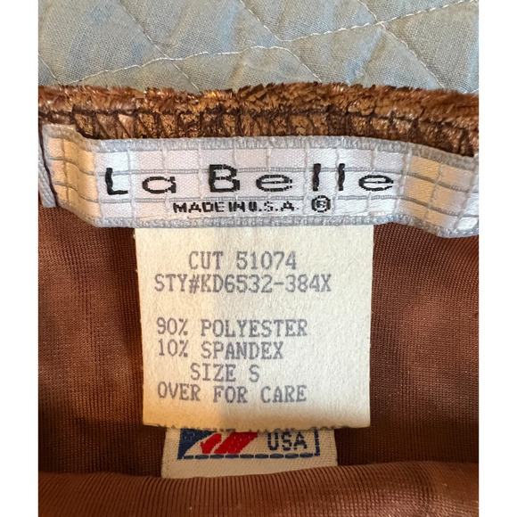 Vintage LaBelle Slip Dress Velvet Brown Paisley Cowl Neck Midi Evening Size S - Picture 2 of 9